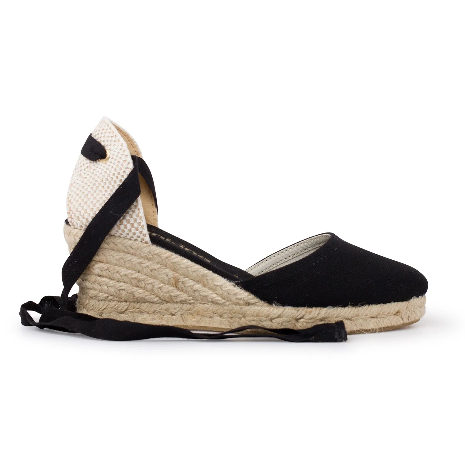 Sevilla Eco Canvas Vegan Espadrille Lace-Up Wedges - Black