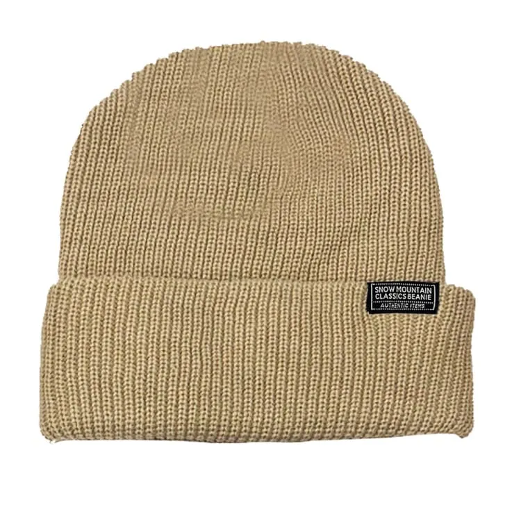 Snow Mountain Ribbed Beanies-TAN