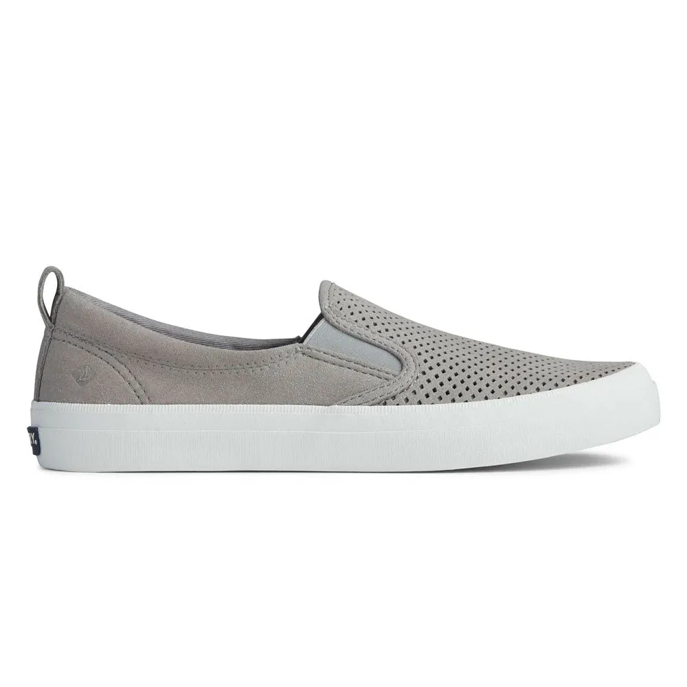 Sperry Women's Crest Twin Gore Leather Wave Perforated Sneaker- Grey