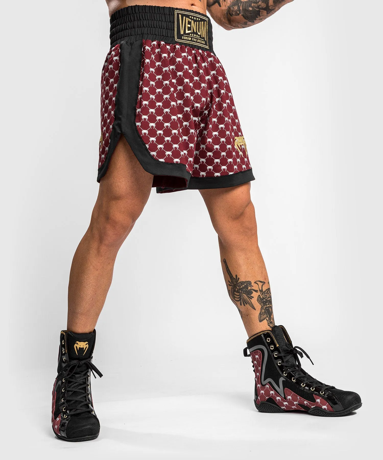 Venum Monogram Boxing Short - Black/Burgundy