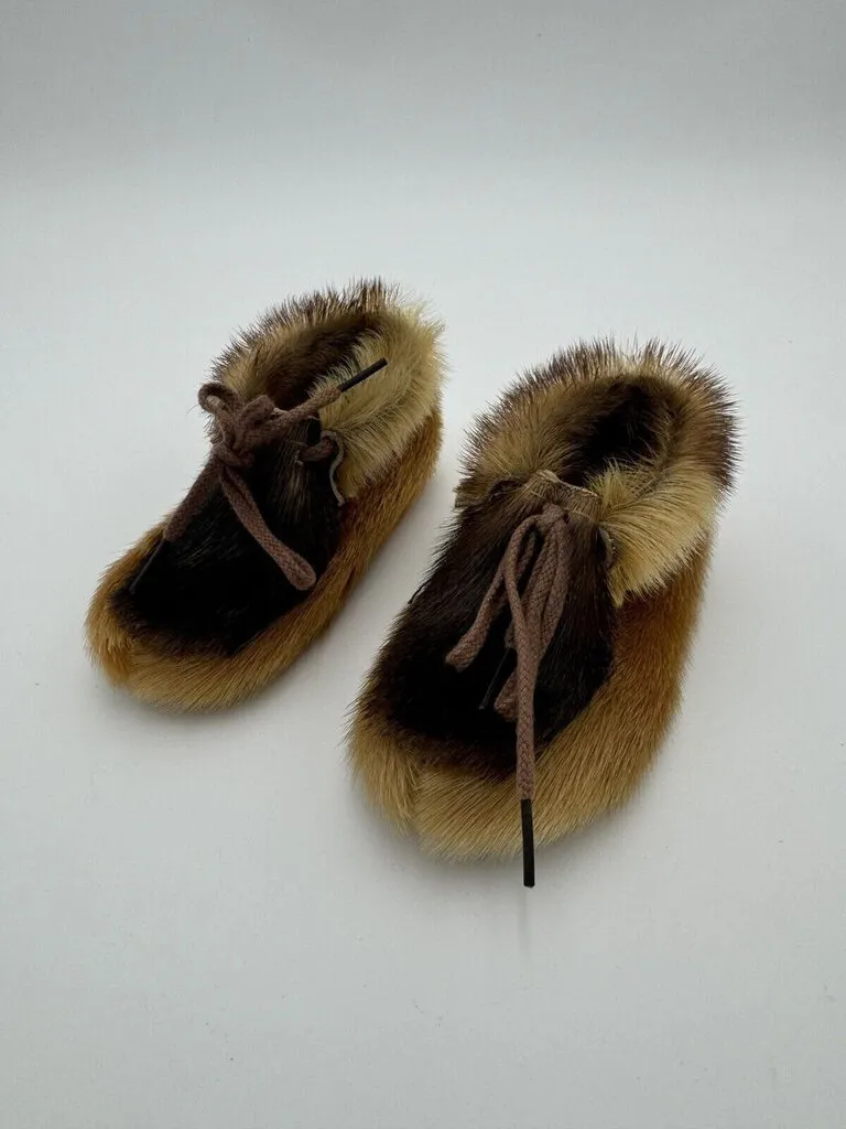 Vintage Baby Moccasins Real Fur Size 3