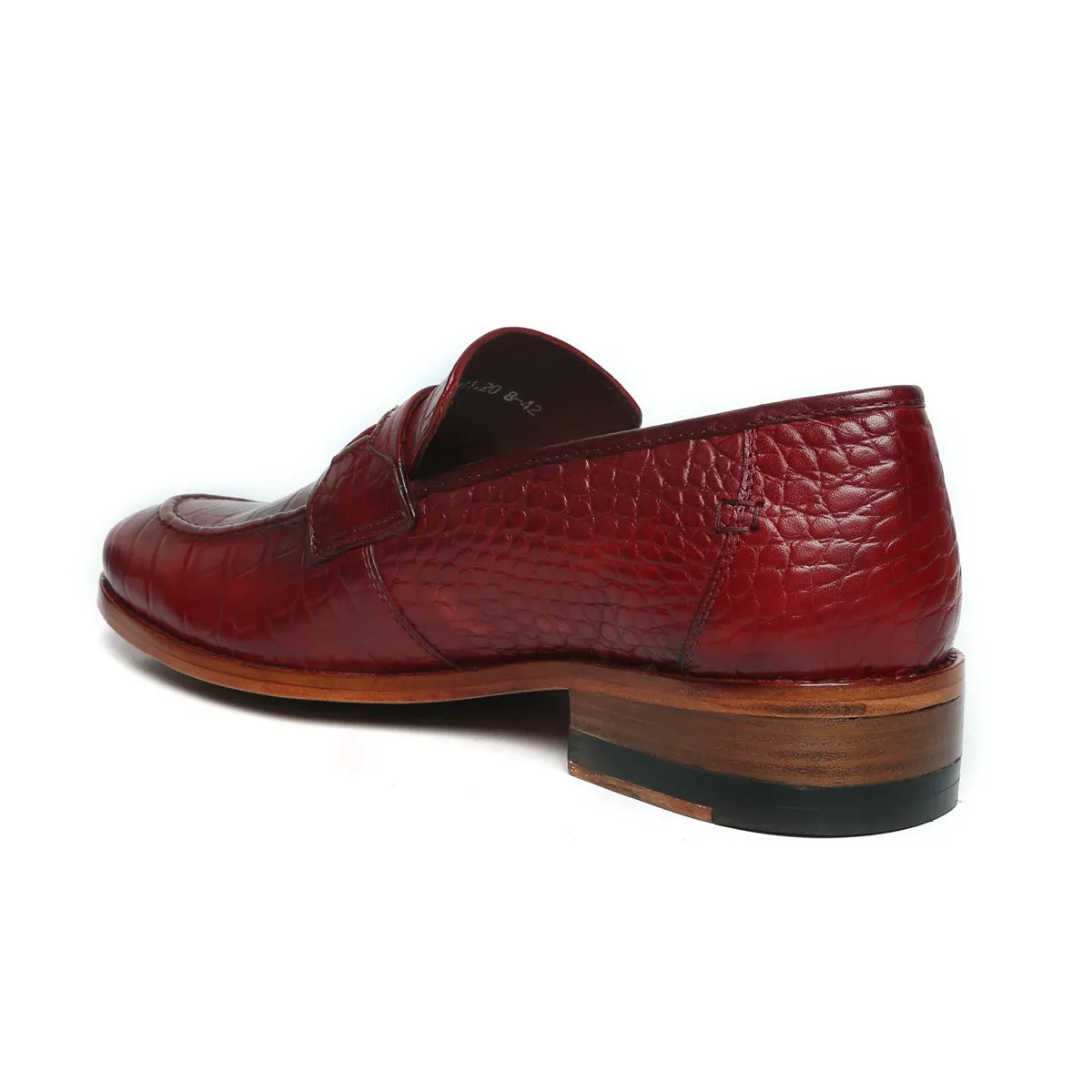 Wine Deep Cut Leather Mod Look Loafers with Leather Sole