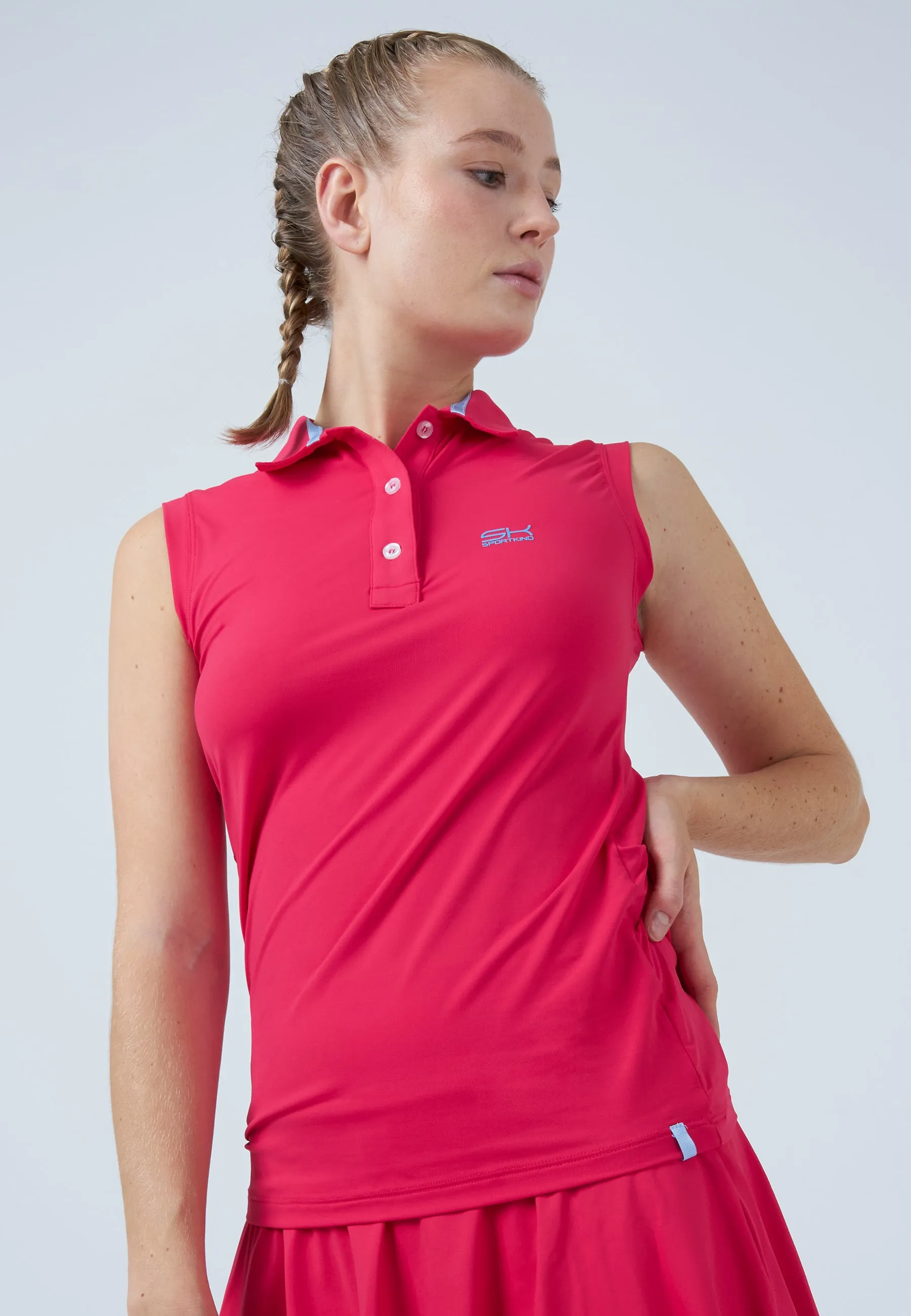 Women Tennis Polo Shirt sleeveless, pink