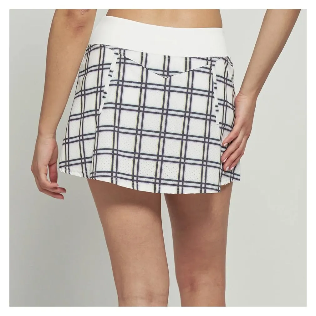 Women's Run 13 Inch Tennis Skort Plaid and White