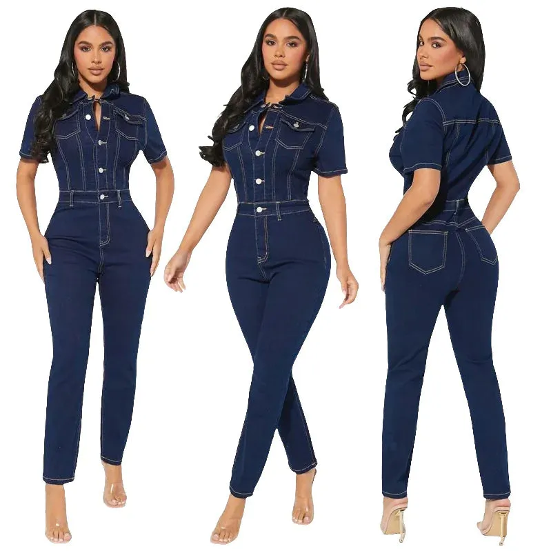 Women's Skinny Denim Jumpsuit