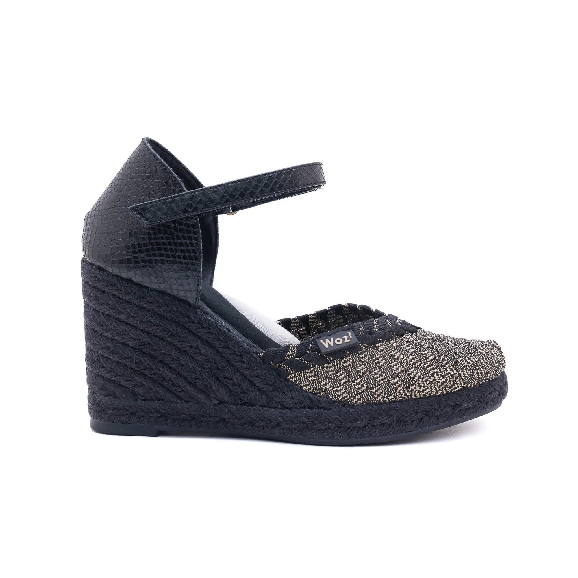 Zaira Gold & Black Espadrilles